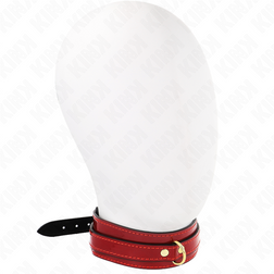 Laisse Collier laqué rouge vin et boucle dorée — Kink en PVC rouge vu de face