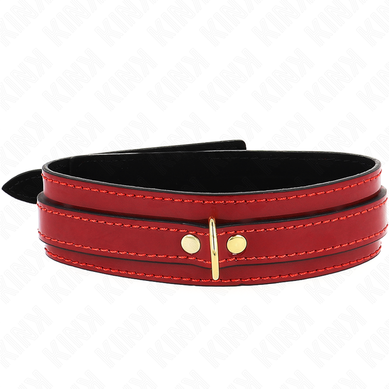 KINK COLLIER AJUSTABLE ROUGE VIN AVEC DETAILS DORES 29 425 CM X 4 CM