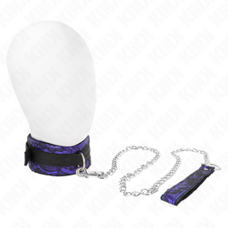 Collier velours dentelle violet avec laisse chaîne argentée — vue de face