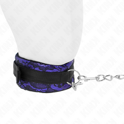 Collier velours dentelle violet avec laisse chaîne argentée — vue détaillée