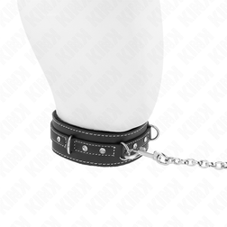 Collier strass noir et laisse chaîne — Kink — vue de profil