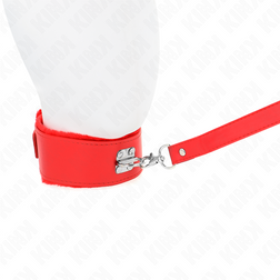 Collier large simili-cuir rouge clouté et laisse longue 116 cm — vue 2