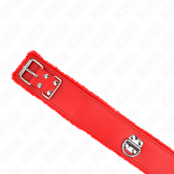 Collier large simili-cuir rouge clouté et laisse longue 116 cm — vue 5