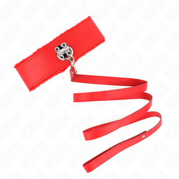 Collier large simili-cuir rouge clouté et laisse longue 116 cm — vue 3
