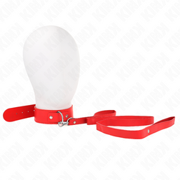 Collier large rouge et laisse simili longue — Kink — vue de face