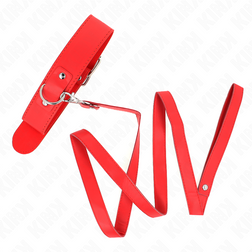 Collier large rouge et laisse simili longue — Kink — vue de profil