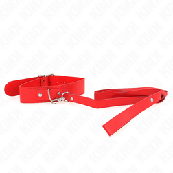 Collier large rouge et laisse simili longue — Kink — vue détaillée