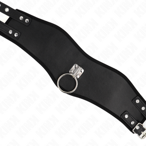 Collier posture cuir large + laisse chaîne 65 cm — emballage
