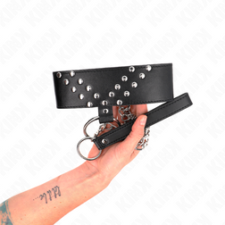 Collier clouté motif V et laisse chaîne — Kink — vue 4