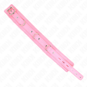 Collier rose ouvert à plat, montrant les trois anneaux et la boucle de réglage