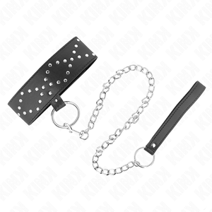 KINK COLLIER 65 CM AVEC LAISSE AVEC CLOUS ARGENTES MODELE 3 REGLABLE 36 43 CM X 5 CM
