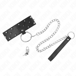 Collier BDSM à pointes coniques et laisse chaîne — vue 2