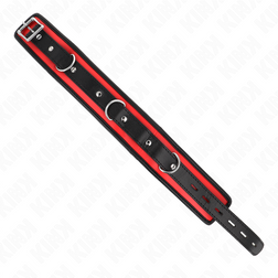Collier rembourré bordure rouge 3 anneaux et laisse chaîne — Kink — détail du matériau