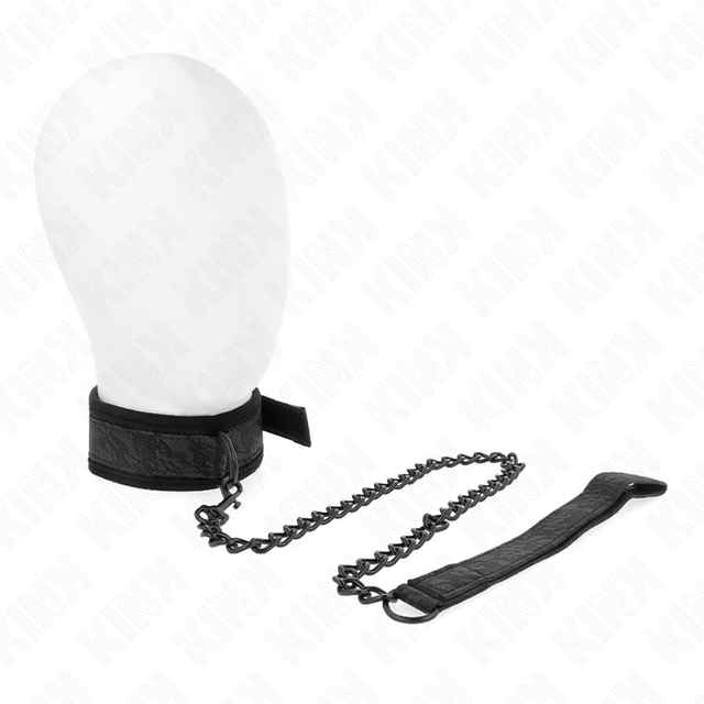 Laisse Collier BDSM basic en cuirette avec 77 cm vu de face pour un plaisir sensuel ou intense