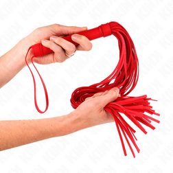 Fouet flogger à lanières souples rouges 70 cm