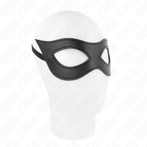 Cagoule Masque vénitien fetish yeux ouverts similicuir — Kink vu de face