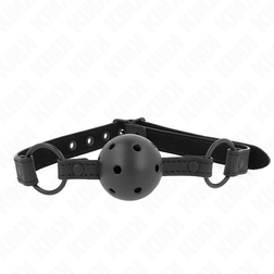 Bâillon boule respirant noir 4,5 cm sangle néoprène — Kink vu de face