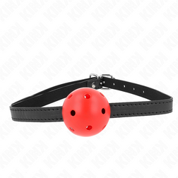Bâillon boule respirant rouge 4,5 cm sangle fine Simplicity — Kink vu de face