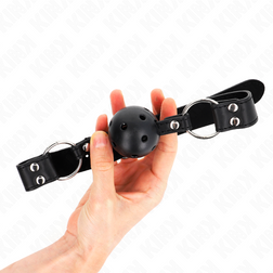 Bâillon boule silicone noire 4 cm sangle noire cloutée — Kink