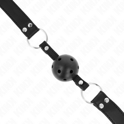Bâillon boule silicone noire 4 cm sangle noire cloutée — Kink — vue 4