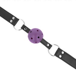 Bâillon balle respirante 4 cm avec sangle cuir et anneaux métal — vue 4