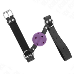 Bâillon balle respirante 4 cm avec sangle cuir et anneaux métal — vue 3