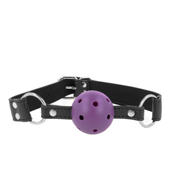 Bâillon balle respirante 4 cm avec sangle cuir et anneaux métal