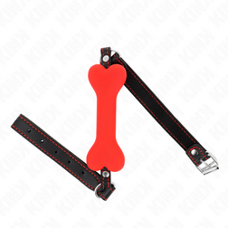 Bâillon BDSM os silicone rouge 12 cm