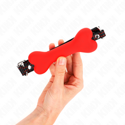 Bâillon BDSM os silicone rouge 12 cm — vue 2