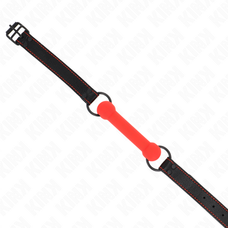 KINK GAG EN OS AVEC SANGLE EN CUIRETTE ROUGE AJUSTABLE 41 57 CM