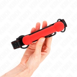 Vue de profil de l'accessoire Bâillon os Bone Gag en silicone rouge