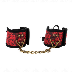 Menottes poignets bondage dentelle rouge chaîne bronze — Scandal