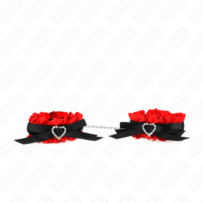 KINK ATTENTES POIGNETS ELASTIQUES EN DENTELLE DETAILS COEUR ROUGE REGLABLES 22 35 CM
