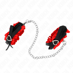 Menottes dentelle noire avec cœur rouge brodé — image 3