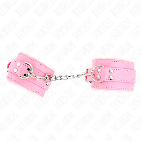 KINK APPUI POIGNETS DOUBLES DE FOURRURE ROSE AVEC CEINTURE ROSE REGLABLE 17 29 CM X 6 CM
