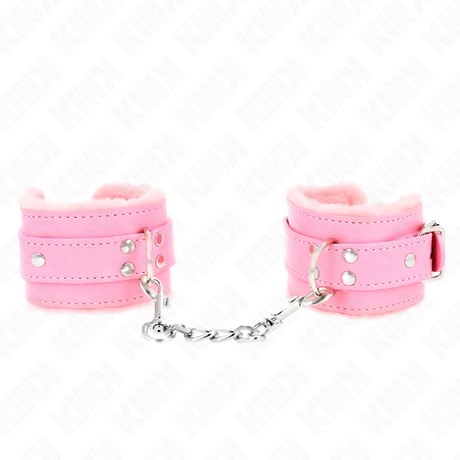 KINK APPUI POIGNETS DOUBLES DE FOURRURE ROSE AVEC CEINTURE ROSE REGLABLE 17 29 CM X 6 CM