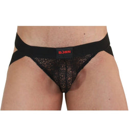 Lingerie sexy Jockstrap dentelle noire transparente