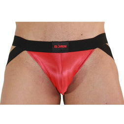 Lingerie sexy Jockstrap satin rouge ceinture noire