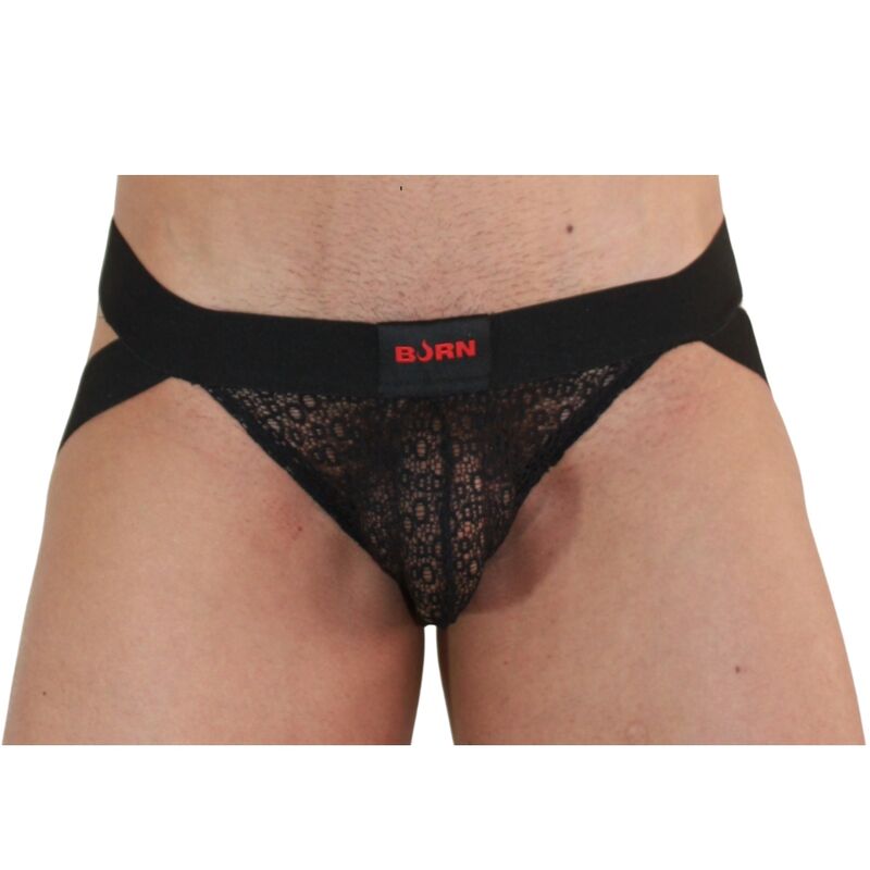 Jockstrap aus transparenter schwarzer Spitze — 005
