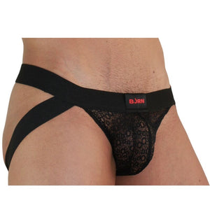 Jockstrap aus transparenter schwarzer Spitze — 005