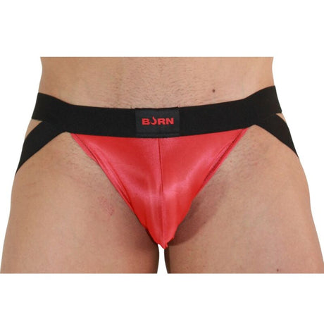 Jockstrap satin rouge ceinture noire — 010