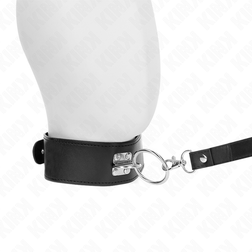 Collier fétiche cuir noir avec laisse extra-longue 116 cm — vue 2