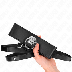 Collier fétiche cuir noir avec laisse extra-longue 116 cm — vue 5