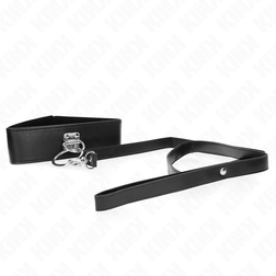 Collier fétiche cuir noir avec laisse extra-longue 116 cm — vue 3
