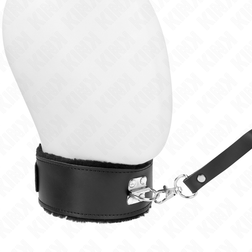 Collier BDSM cuir doublé fourrure avec laisse 116 cm — vue 3