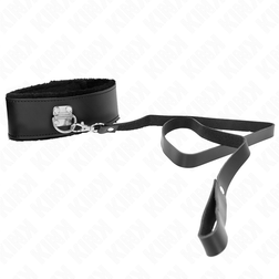 Collier BDSM cuir doublé fourrure avec laisse 116 cm — vue 5