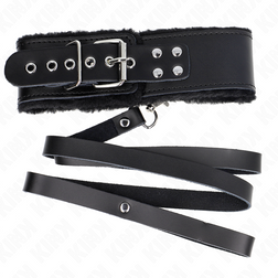 Collier BDSM cuir doublé fourrure avec laisse 116 cm — vue 2