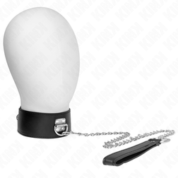 Collier noir lisse fermoir rapide et laisse chaîne — Kink — vue de face