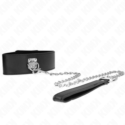 Collier noir lisse fermoir rapide et laisse chaîne — Kink — gros plan