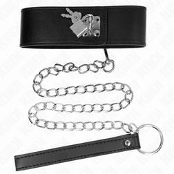 Collier noir lisse fermoir rapide et laisse chaîne — Kink — vue détaillée